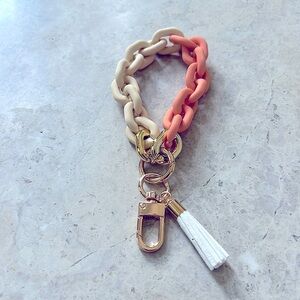 Bellestyle Peach Wristlet Keychain with Tassel
